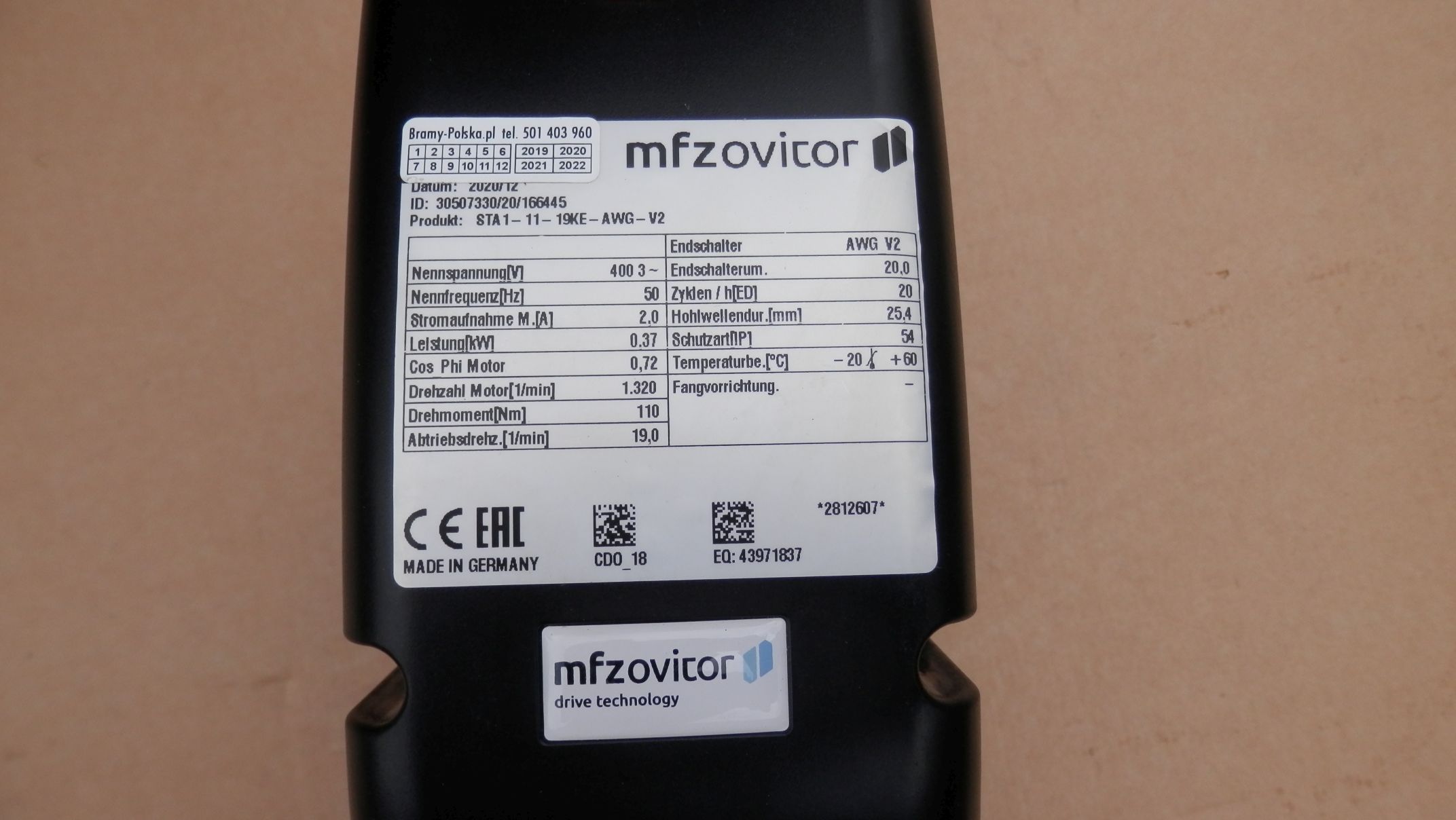 Marantec MFZ Ovitor STA 1-11-19 KE