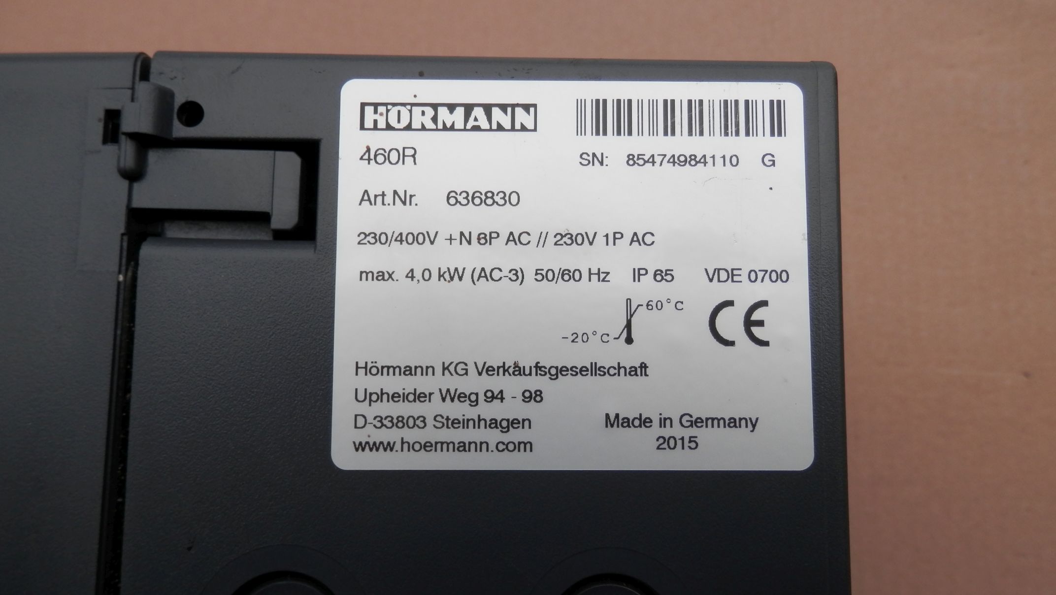 Hormann 460R sterownik centrala do bram rolowanych